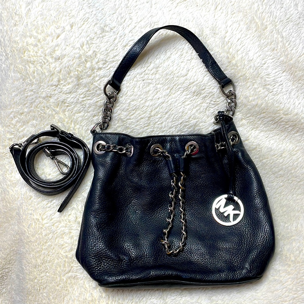 Michael Kors Grained Leather Chain Bucket Bag